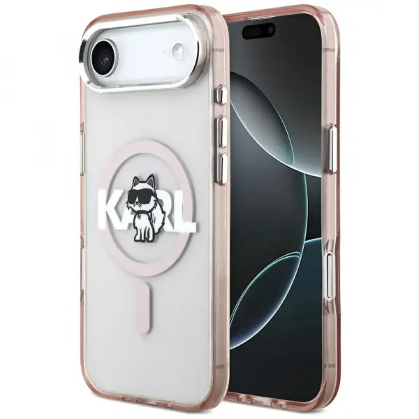 Husa MagSafe pentru Apple iPhone 17 Air, Karl Lagerfeld, IML Sketch Logo Choupette, Roz