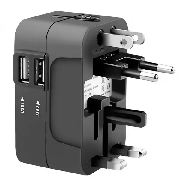 Incarcator Retea Techsuit HHT202 Travel, 10W, 2A, 2 x USB-A, Negru