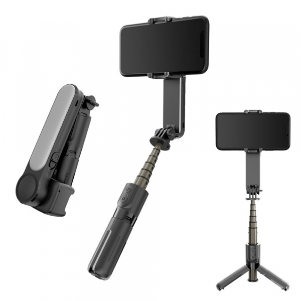 Gimbal Stabilizator Bluetooth Techsuit L09 Gimbal, Universal, Negru