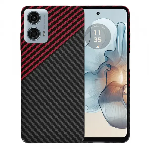 Husa pentru Motorola Moto G24 Power, Techsuit, Carbonite FiberShell, Neagra Rosie