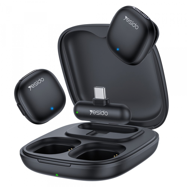 Lavaliera Yesido KR21, USB-C, Set 2 bucati, Neagra