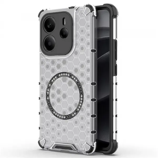 Husa MagSafe pentru Xiaomi Redmi Note 14 4G (Regional), Techsuit, HoneyComb Shield, Alba