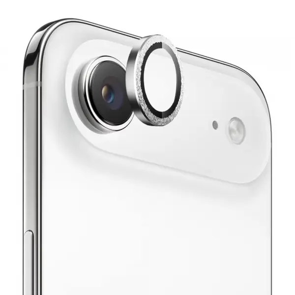 Folie de protectie Camera Spate Blueo Glitter Diamond Metal Frame pentru Apple iPhone 17 Air, Sticla Securizata, Argintie