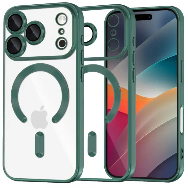 Husa MagSafe pentru Apple iPhone 17 Pro Max, Techsuit, Luxury Crystal, Verde Inchis