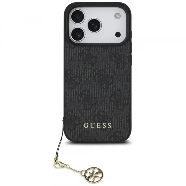 Husa MagSafe pentru Apple iPhone 17 Pro, Guess, 4G Charm Cradle, Neagra