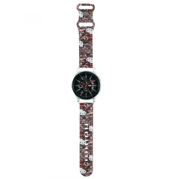 Curea Hello Kitty Silicone Tags Graffiti pentru Samsung Galaxy Watch / Huawei Watch 46mm / 45mm / 41mm Series, Roz
