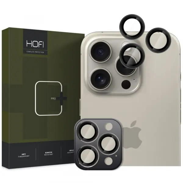 Folie de protectie Camera Spate HOFI CamRing PRO+ pentru Apple iPhone 16 Pro Max / 16 Pro, Sticla Securizata, Neagra