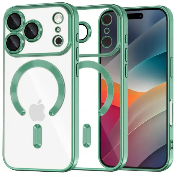 Husa MagSafe pentru Apple iPhone 17 Pro Max, Techsuit, Luxury Crystal, Verde Deschis