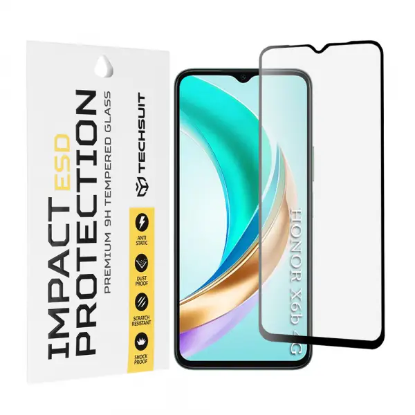 Folie de protectie Ecran Techsuit pentru Honor X6b, Sticla Securizata, Full Glue, Neagra