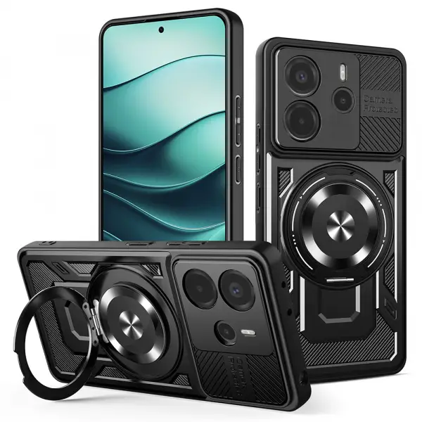 Husa pentru Xiaomi Redmi Note 14 4G (Regional), Techsuit, RuggedCam, Neagra