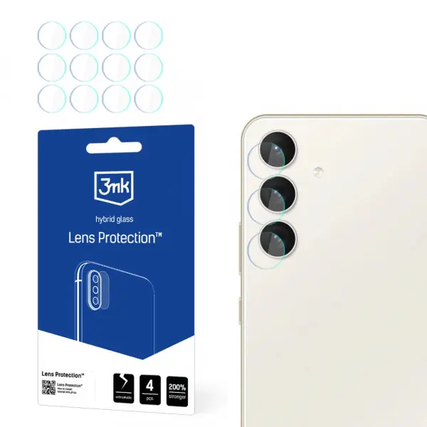 Folie de protectie Camera Spate 3MK Protection pentru Samsung Galaxy S24 S921, Sticla Flexibila, Set 4 bucati, Transparenta