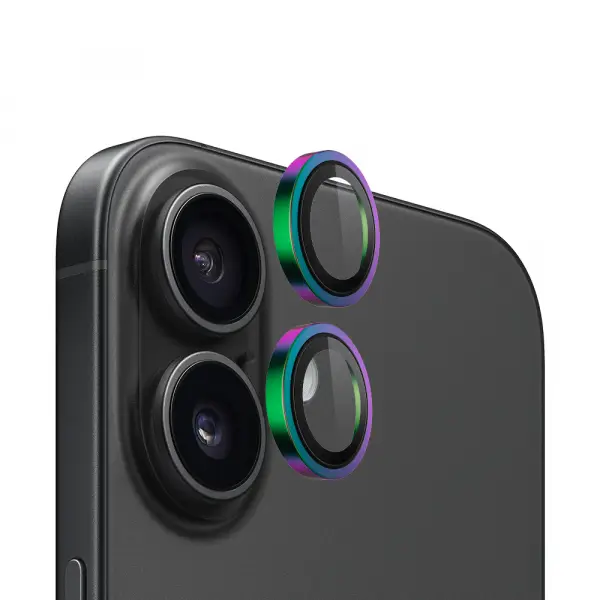 Folie de protectie Camera Spate Blueo Metal Frame pentru Apple iPhone 16 Plus / 16, Sticla Securizata, Multicolor