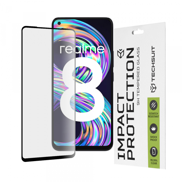 Folie de protectie Ecran Techsuit pentru Realme 8 Pro / 8, Sticla Securizata, Full Glue, 111D, Neagra
