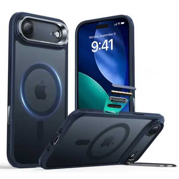 Husa MagSafe pentru Apple iPhone 17 Air, ESR, Classic Hybrid Kickstand, Albastra Satinata