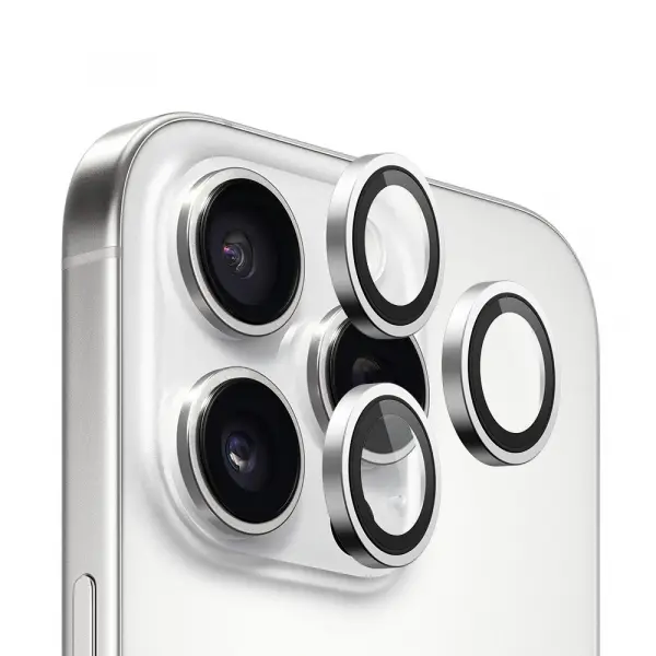 Folie de protectie Camera Spate Blueo 99 Anti-Refective HD pentru Apple iPhone 16 Pro Max / 16 Pro, Sticla Securizata, Argintie