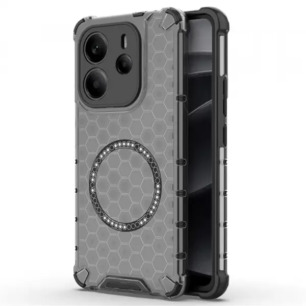 Husa MagSafe pentru Xiaomi Redmi Note 14 4G (Regional), Techsuit, HoneyComb Shield, Neagra