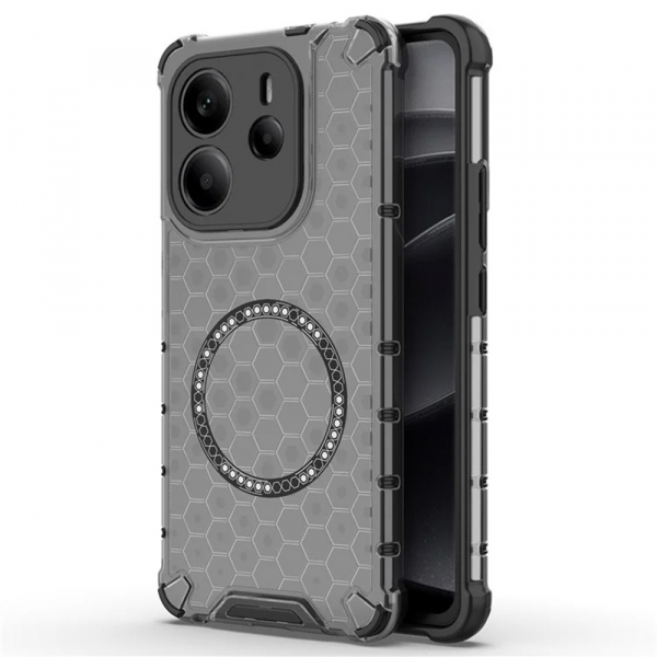 Husa MagSafe pentru Xiaomi Redmi Note 14 4G (Regional), Techsuit, HoneyComb Shield, Neagra
