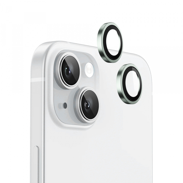 Folie de protectie Camera Spate Blueo Metal Frame pentru Apple iPhone 15 Plus / 15, Sticla Securizata, Verde