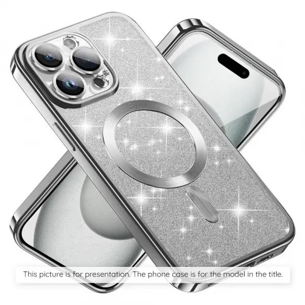 Husa MagSafe pentru Apple iPhone 17 Air, Techsuit, Luxury Glitter, Argintie