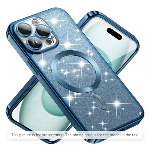 Husa MagSafe pentru Apple iPhone 17 Air, Techsuit, Luxury Glitter, Bleu