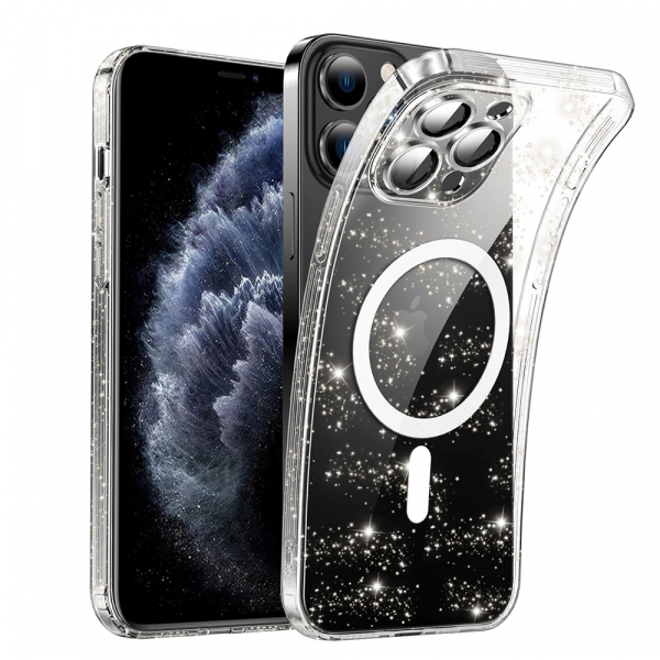 Husa MagSafe pentru Apple iPhone 11 Pro, Techsuit, SparkleSkin, Transparenta