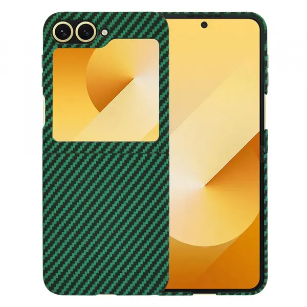 Husa pentru Samsung Galaxy Z Flip7 FE F761 / Z Flip6 F741, Techsuit, Carbonite FiberShell, Verde