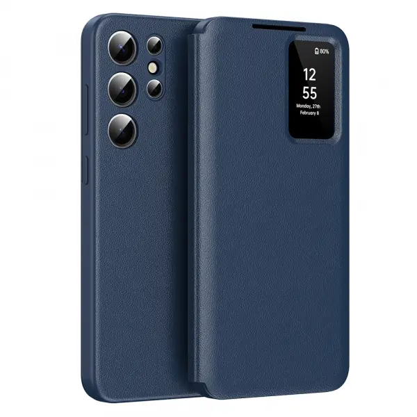 Husa pentru Samsung Galaxy S22 Ultra 5G S908, Techsuit, SmartView, Albastra