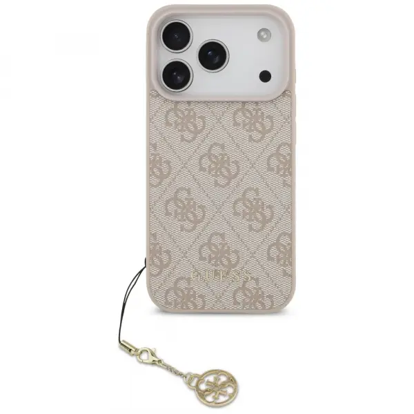 Husa MagSafe pentru Apple iPhone 17 Pro, Guess, 4G Charm Cradle, Roz