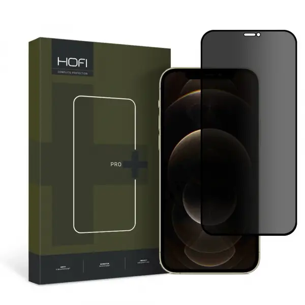 Folie de protectie Ecran Privacy HOFI PRO+ pentru Apple iPhone 12 / 12 Pro, Sticla Securizata, Full Glue