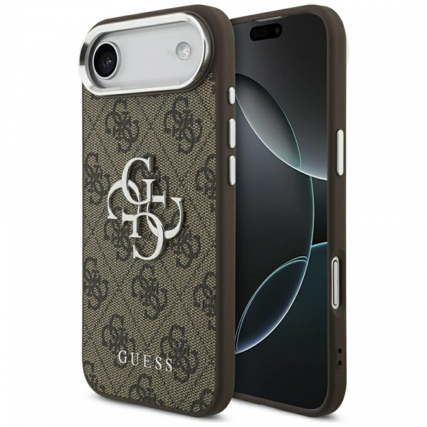 Husa pentru Apple iPhone 17 Air, Guess, Big 4G Logo Classic, Maro Argintie