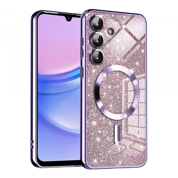 Husa MagSafe pentru Samsung Galaxy A15 5G A156 / A15 A155, Techsuit, Luxury Glitter, Mov Deschis