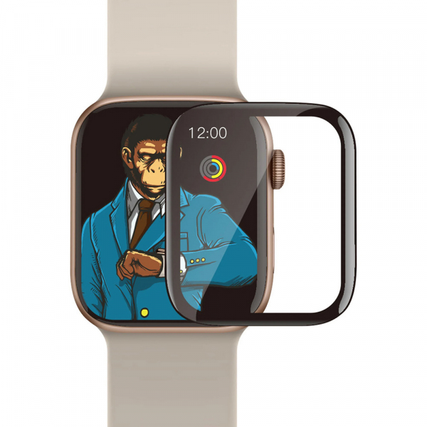 Folie Protectie Blueo High Molecule pentru Apple Watch 8 / 7 41mm Series, Sticla Securizata, Neagra