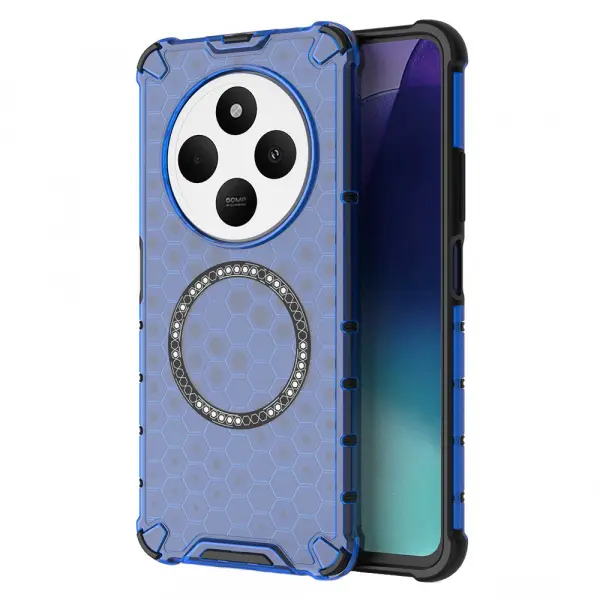 Husa MagSafe pentru Xiaomi Poco C75 / Redmi 14C, Techsuit, HoneyComb Shield, Albastra