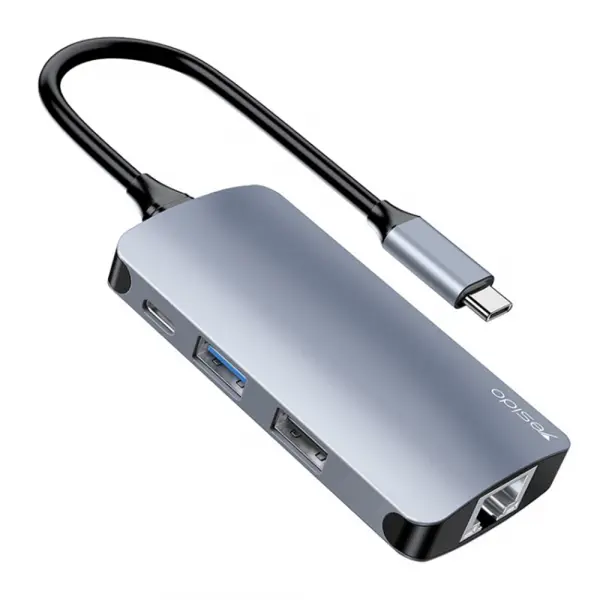 Hub USB-C Yesido HB15, 6in1, Gri