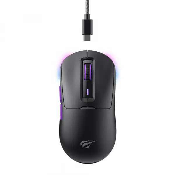Mouse Gaming Wireless HAVIT MS969WB, RGB, 1000DPI - 16000DPI, BT / Wi-Fi / Wired, Negru