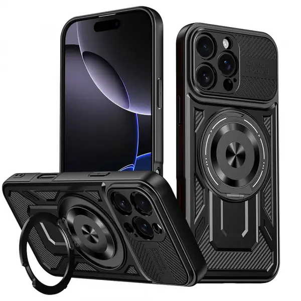Husa pentru Apple iPhone 16 Pro, Techsuit, RuggedCam, Neagra