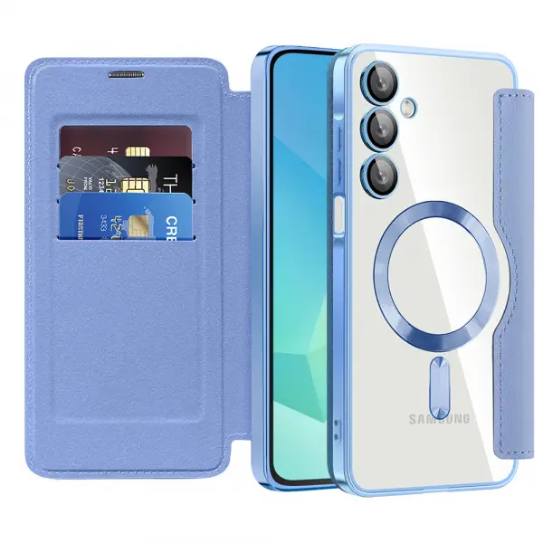 Husa MagSafe pentru Samsung Galaxy A16 5G A166 / A16 4G A165, Techsuit, SmartMag Book, Bleu