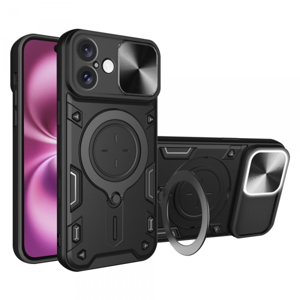 Husa pentru Apple iPhone 16 Plus, Techsuit, CamGuard Pro, Neagra