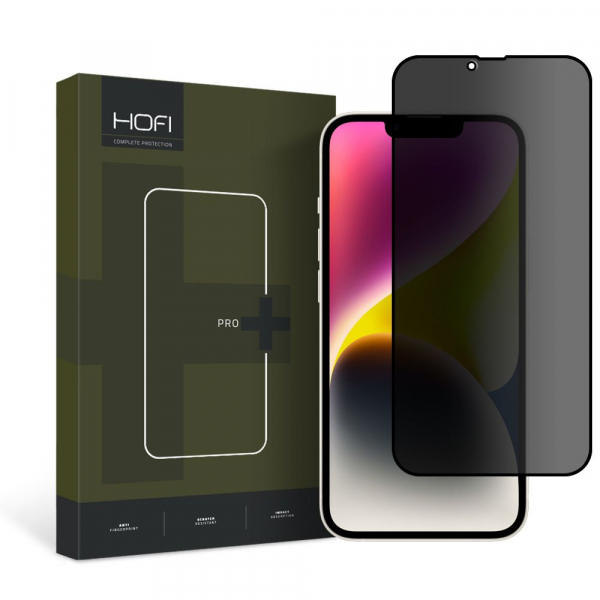 Folie de protectie Ecran Privacy HOFI PRO+ pentru Apple iPhone 14 Plus / 13 Pro Max, Sticla Securizata, Full Glue