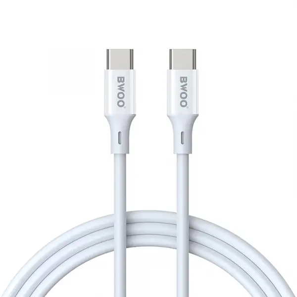 Cablu Date si Incarcare USB-C - USB-C BWOO X282, 60W, 1m, Alb