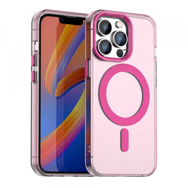 Husa MagSafe pentru Apple iPhone 13 Pro Max, Techsuit, CandyCase, Roz