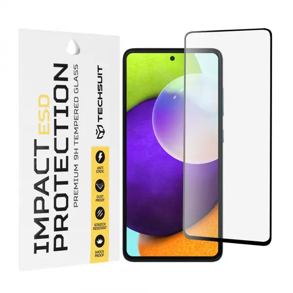 Folie de protectie Ecran Techsuit pentru Samsung Galaxy A52s 5G A528 / A52 5G A526 / A52 A525, Sticla Securizata, Full Glue, Neagra