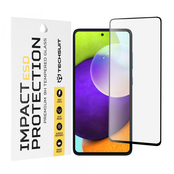 Folie de protectie Ecran Techsuit pentru Samsung Galaxy A52s 5G A528 / A52 5G A526 / A52 A525, Sticla Securizata, Full Glue, Neagra