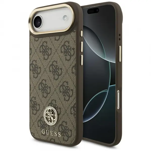 Husa MagSafe pentru Apple iPhone 17 Air, Guess, 4G Strass Logo, Maro