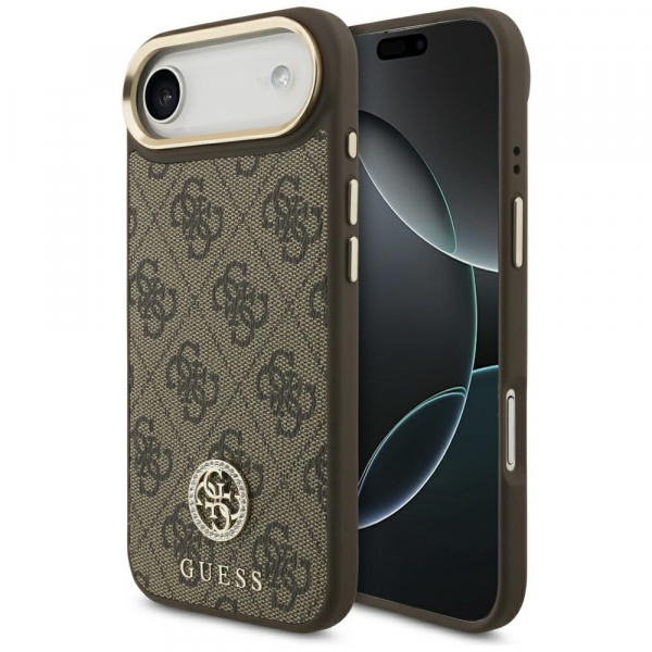 Husa MagSafe pentru Apple iPhone 17 Air, Guess, 4G Strass Logo, Maro
