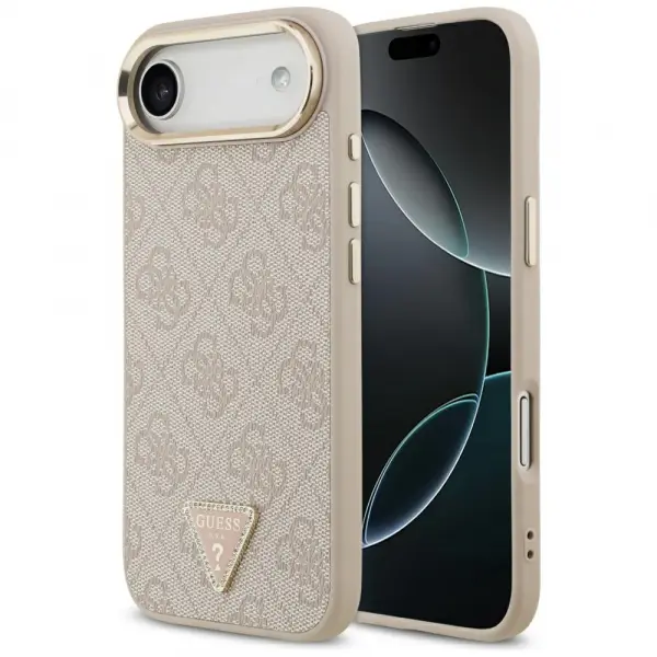 Husa MagSafe pentru Apple iPhone 17 Air, Guess, 4G Triangle Logo, Roz Aurie
