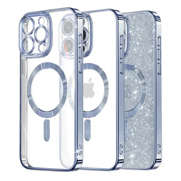 Husa MagSafe pentru Apple iPhone 14 Pro Max, Techsuit, Luxury Glitter, Bleu