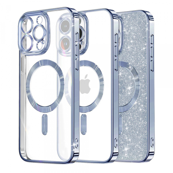 Husa MagSafe pentru Apple iPhone 14 Pro Max, Techsuit, Luxury Glitter, Bleu