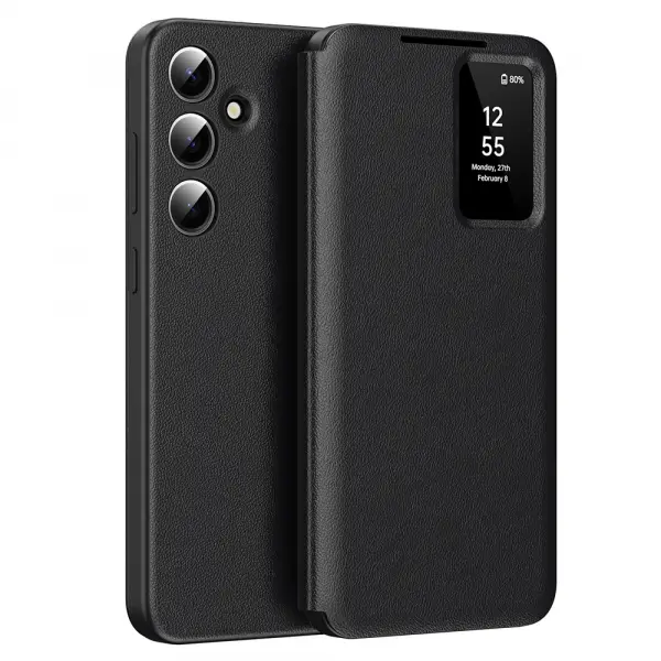 Husa pentru Samsung Galaxy A56 A566, Techsuit, SmartView, Neagra