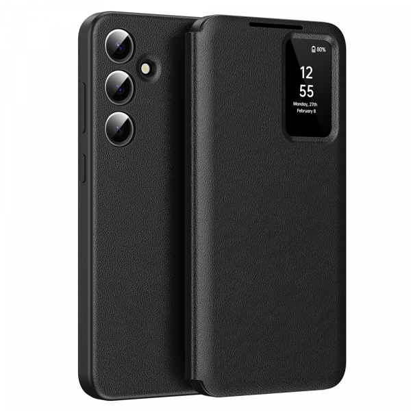 Husa pentru Samsung Galaxy A56 A566, Techsuit, SmartView, Neagra